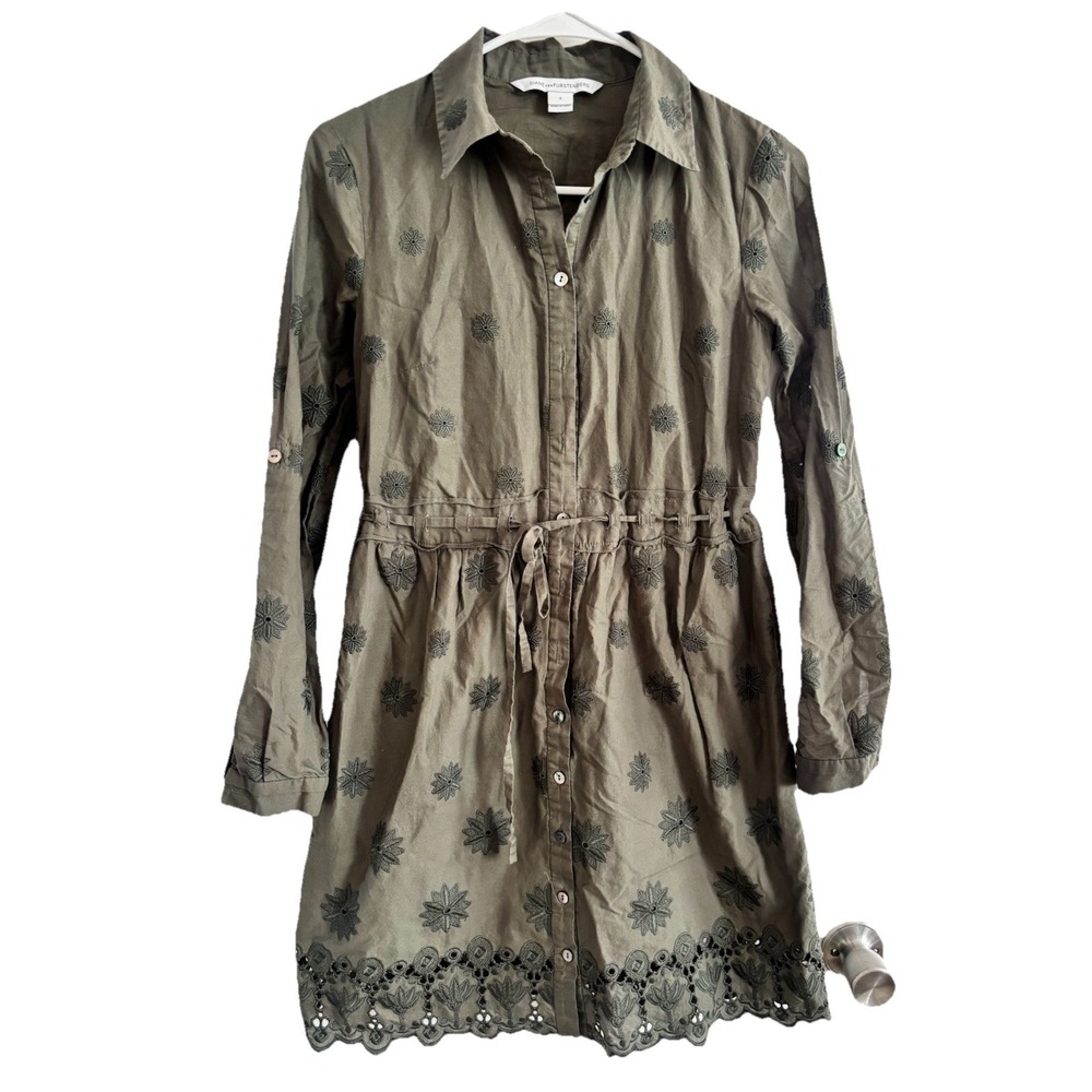 Diane von Furstenberg Ivanka 2 Mini Shirtdress Floral‎ Embroidered Eyelet Trim